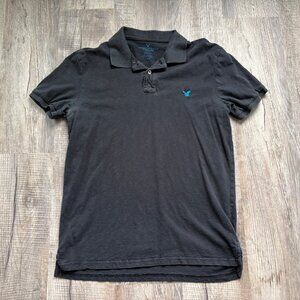 American Eagle Polo Shirt Mens Size L Large Black Slim Fit